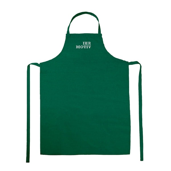 Dunkelgrüne Latzschürze mit Ihrem Logo am Latz bestickt
