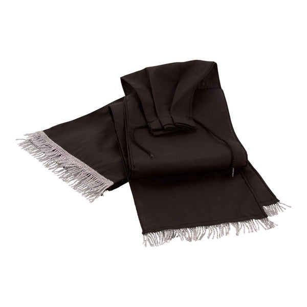 Trauerflor aus schwarzem Baumwollstoff mit silberner Franse