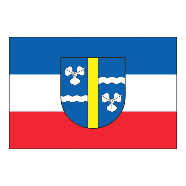 Die Gemeindefahne von Achterwehr mit Wappen