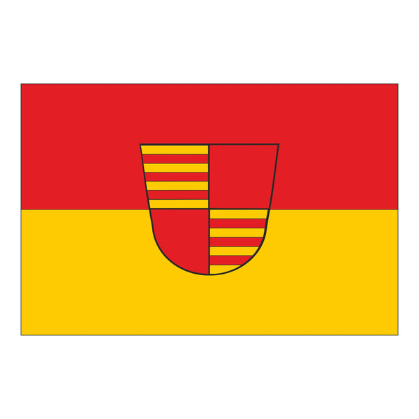 Das Wappen der Stadt Ahaus auf einer Fahne