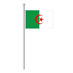 Algerien grün-weiß mit rotem Motiv bedruckt, Hissflagge im Querformat – Fahnen  Koessinger GmbH