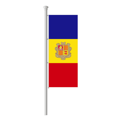 Andorra mit Wappen Hissfahne im Hochformat