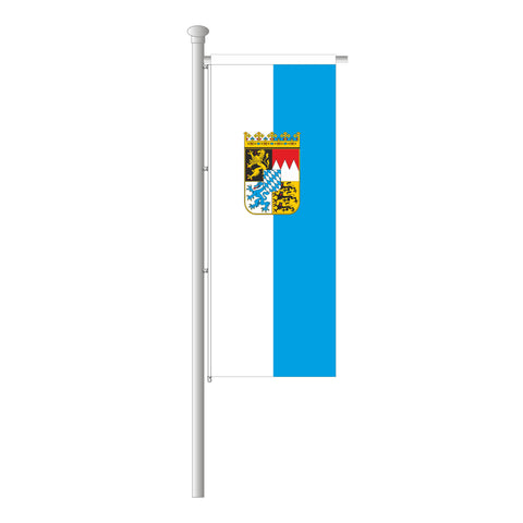 Bayern weiß-blau mit Wappen Hissfahne im Hochformat