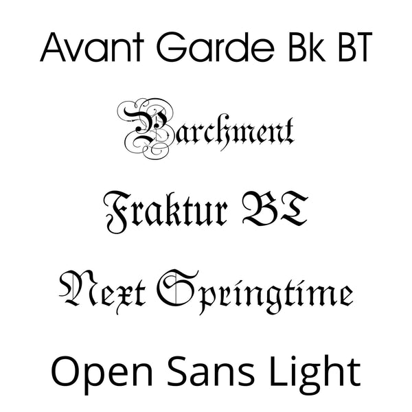 Schriftarten zur Auswahl für Urkunden mit Ballsportmotiven