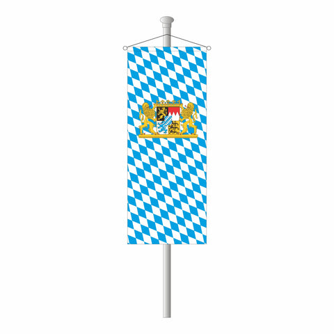 Bannerfahne Bayern weiß/blau bayerische Raute mit Bayern Wappen und Löwen