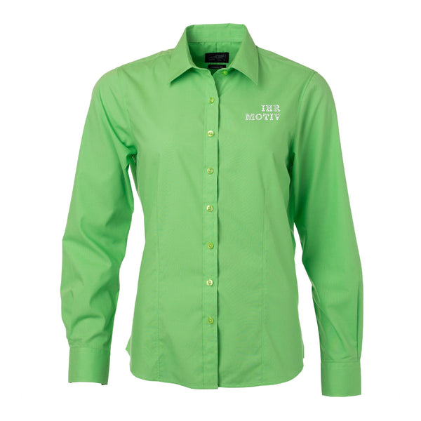 Limettengrüne-Langarm-Bluse mit feniminen Schnitt