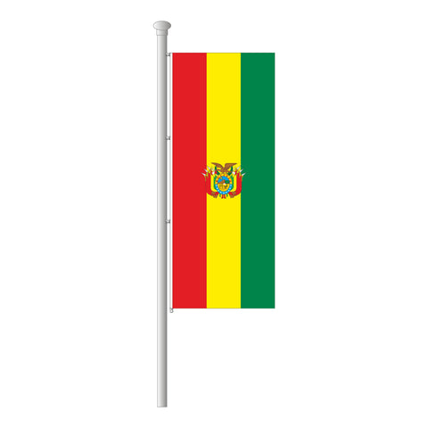 Bolivien mit Wappen Hissfahne im Hochformat