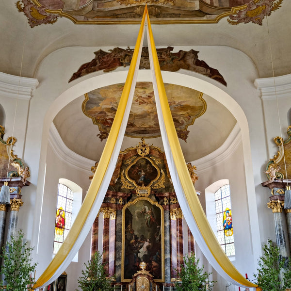 Dekorationstuch für Kirche gelb/weiß - 120 cm Breite