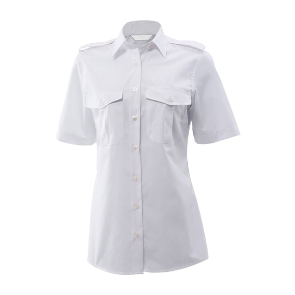 Weiße Pilotenbluse mit kurzen Ärmeln
