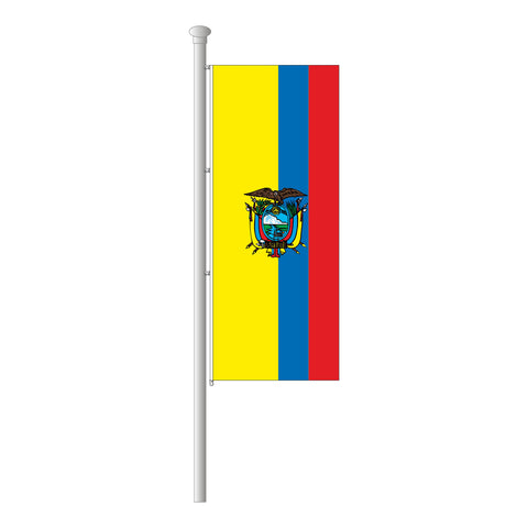 Ecuador mit Wappen Hissfahne im Hochformat