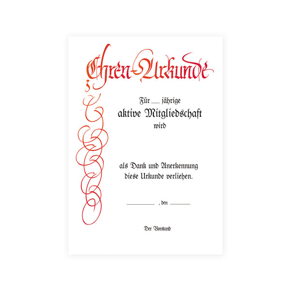 Ehrenurkunde mit Lagertext Nr. 85