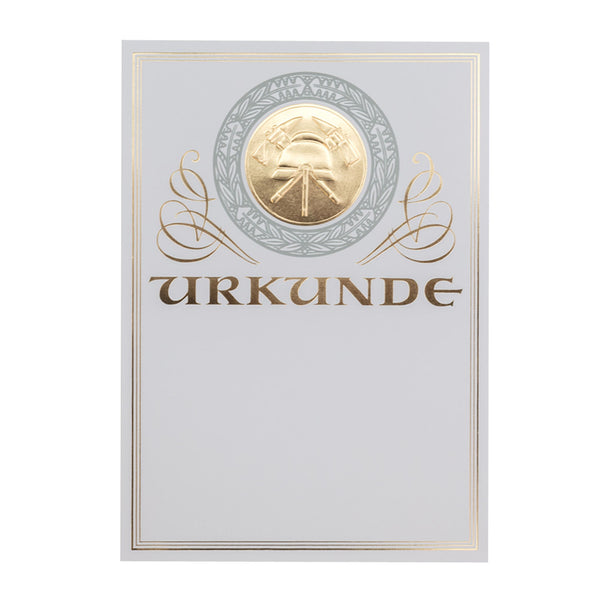 Urkunde Goldfolie Feuerwehrmotiv