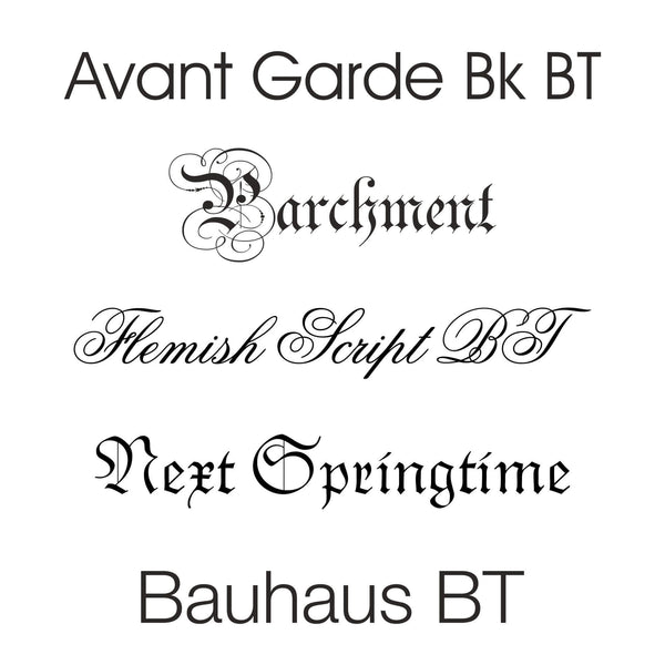 Schrifttypen zur Auswahl für Feuerwehrurkunden