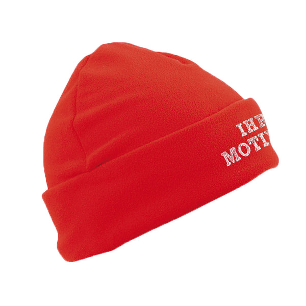 Bestickung auf der Krempe der Fleecemütze