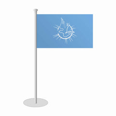 Friedensfahne als Hissflagge im Querformat, weiße Taube auf blau
