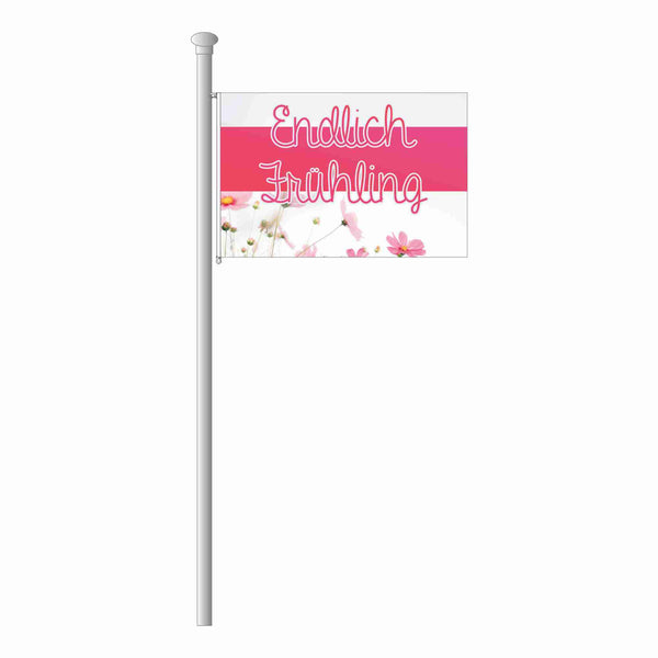 Frühlingsfahne - pink endlich Frühling  Hissflagge im Querformat