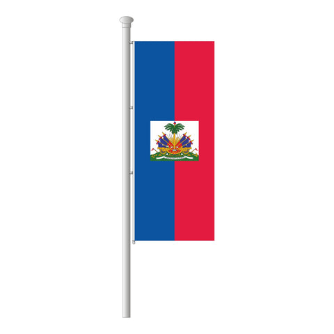 Haiti mit Wappen Hissfahne im Hochformat