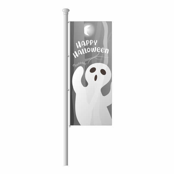 Hissfahne im Hochformat "Happy Halloween - Gespenst"