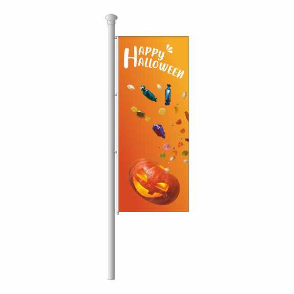 Hissfahne im Hochformat "Happy Halloween - Kürbis"