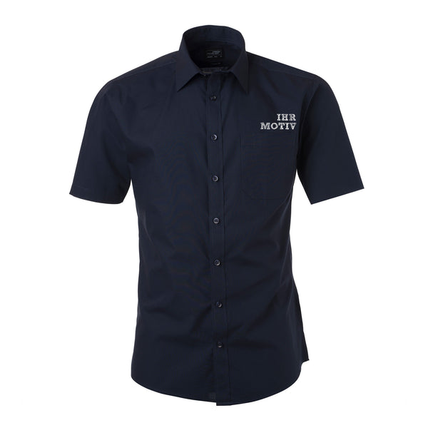 Kurzarm-Hemd in dunkelblau mit Brusttasche auf der linken Seite