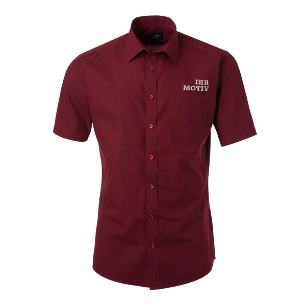Weinrotes Business-Hemd mit kurzen Ärmeln