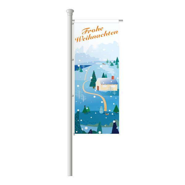 Hissfahne "Frohe Weihnachten" Winterlandschaft