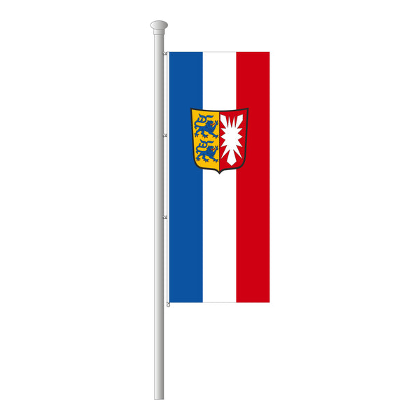 Schleswig-Holstein mit Wappen Hissfahne im Hochformat