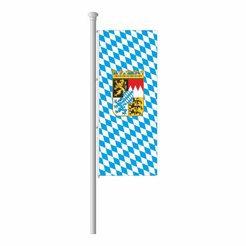 Hissfahne mit bayerische Raute weiß/blau und Bayern Wappen