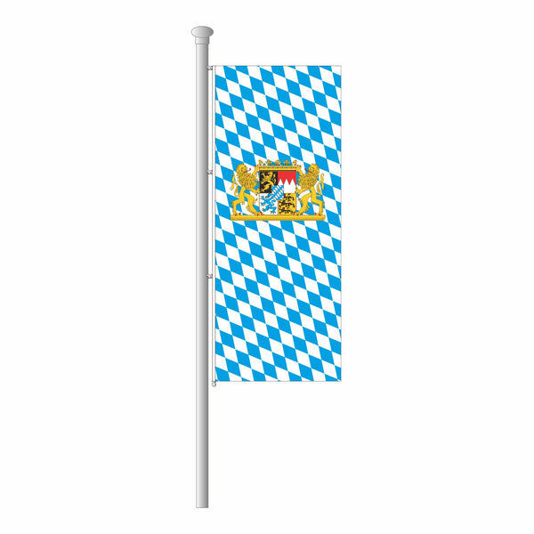 Bayerische Raute mit Wappen/Löwen Hissfahne Hochformat – Fahnen Koessinger  GmbH
