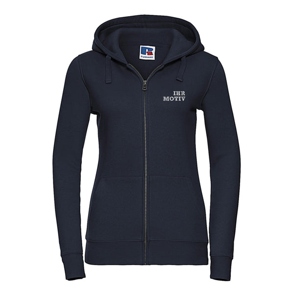 Sweatshirtjacke mit doppellagiger Kapuze und zwei aufgesetzten Taschen 