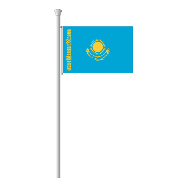 Kasachstan Hissflagge im Querformat Druck hochwertig hellblau und gelb –  Fahnen Koessinger GmbH