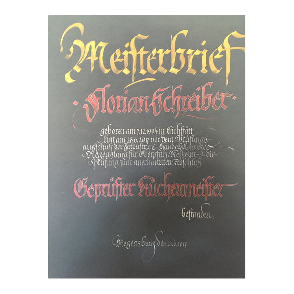 Kalligrafierte Urkunde ohne Wappen und Logo