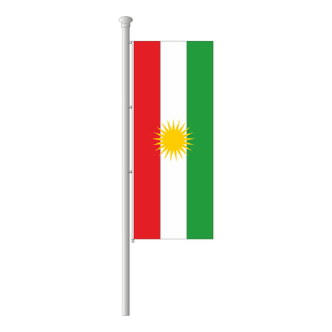Kurdistan Hissfahne im Hochformat