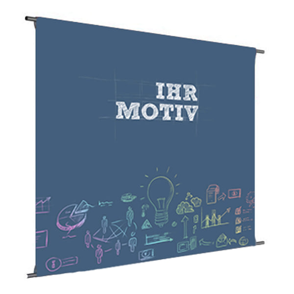 doppelseitiges  Werbebanner aus Doubletex Blockout für Messen