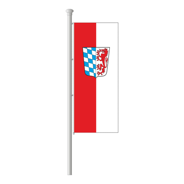 Niederbayern rot-weiß mit Wappen, Hissfahne, Hochformat – Fahnen Koessinger