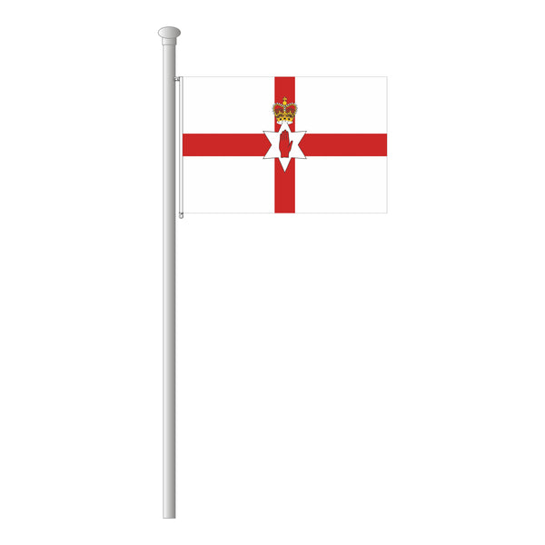 Nordirland rot-weiß-gelb bedruckte Hissflagge im Querformat