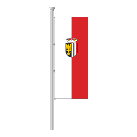 Oberösterreich mit Wappen Hissfahne im Hochformat