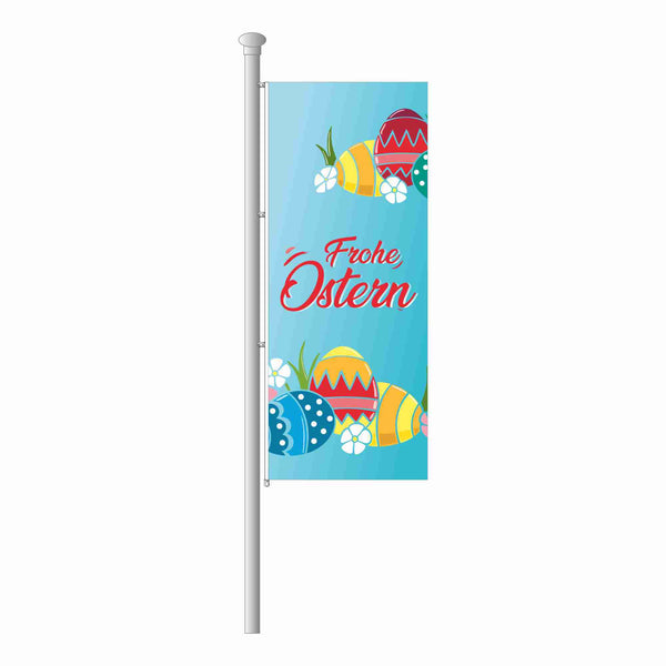Osterfahne - blau Hissfahne im Hochformat