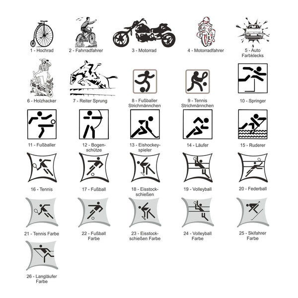 Diverse Motive von Outdoor-Sportarten für unsere Urkunden