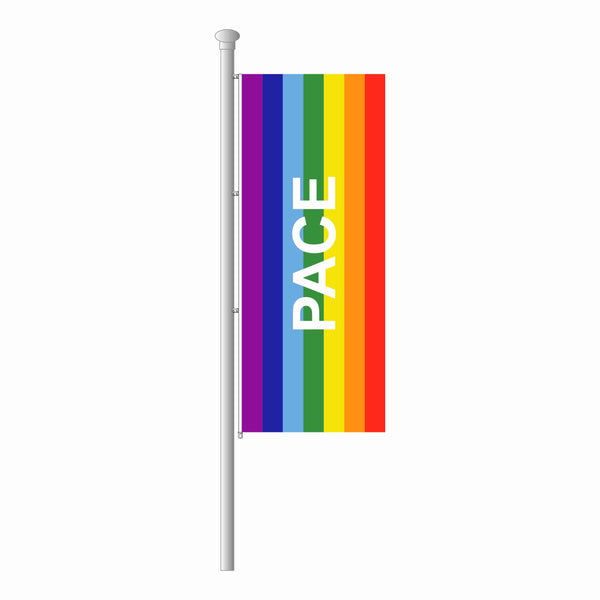 PACE Regenbogen Hissfahne im Hochformat