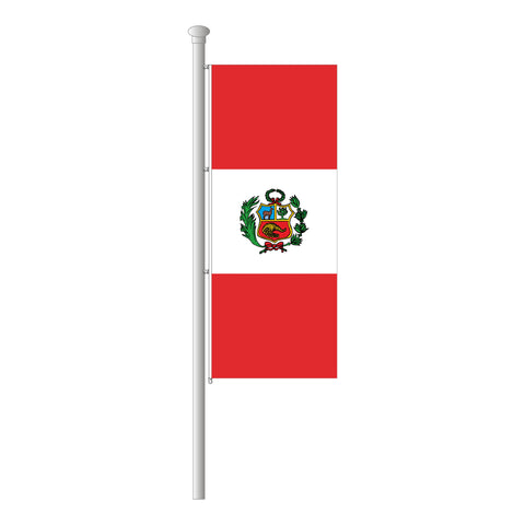 Peru mit Wappen Hissfahne im Hochformat