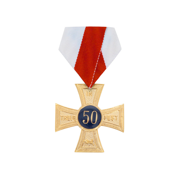 Feuerwehr Ehrenkreuz in Gold mit Zahl 50