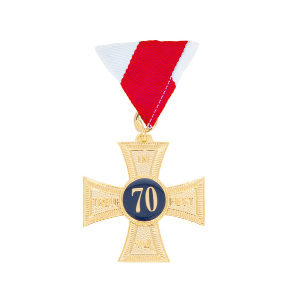 Feuerwehr Ehrenkreuz in Gold mit Zahl 70