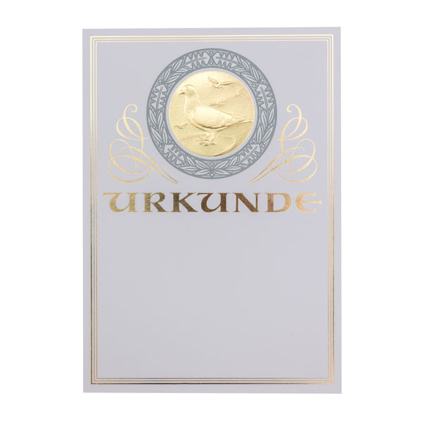 Urkunde Goldfolie Reisetaubenmotiv