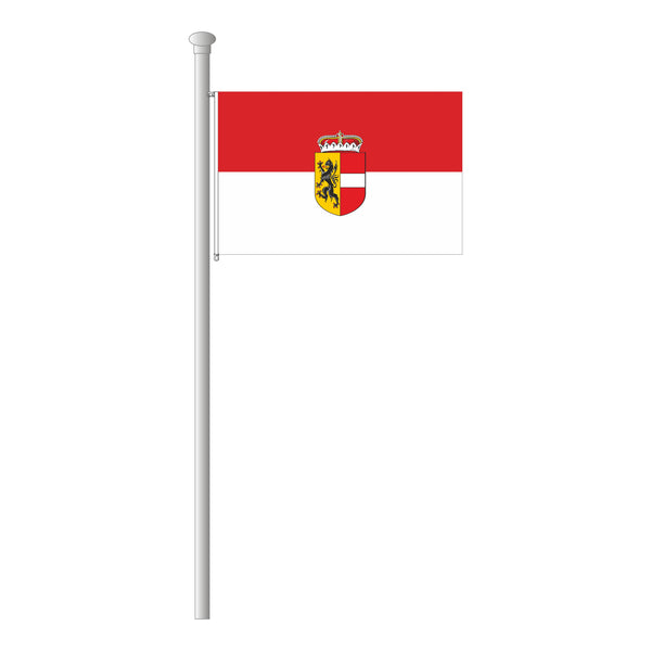Salzburg rot-weiß mit Wappen, gedruckte Hissflagge im Querformat – Fahnen  Koessinger GmbH