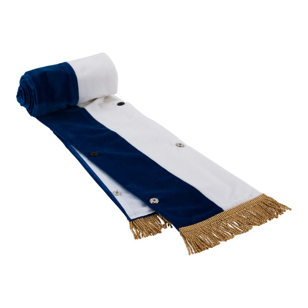 Schulterschärpe Samt weiß/blau