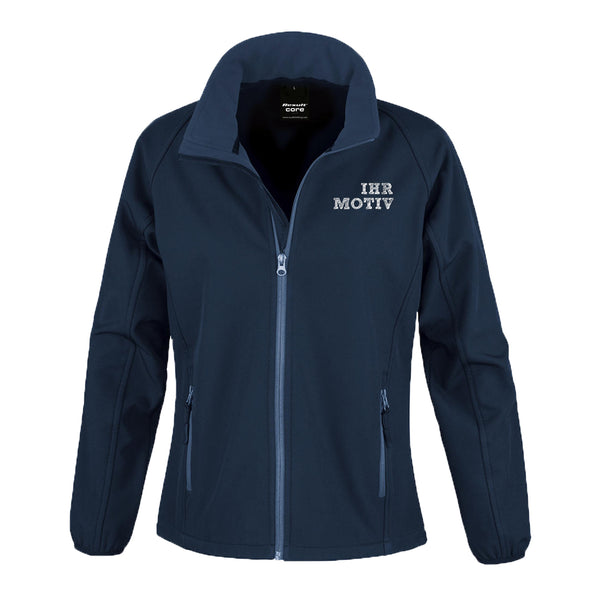 Damensoftshelljacke mit Bestickung Ihres Motives an der linken Brustseite