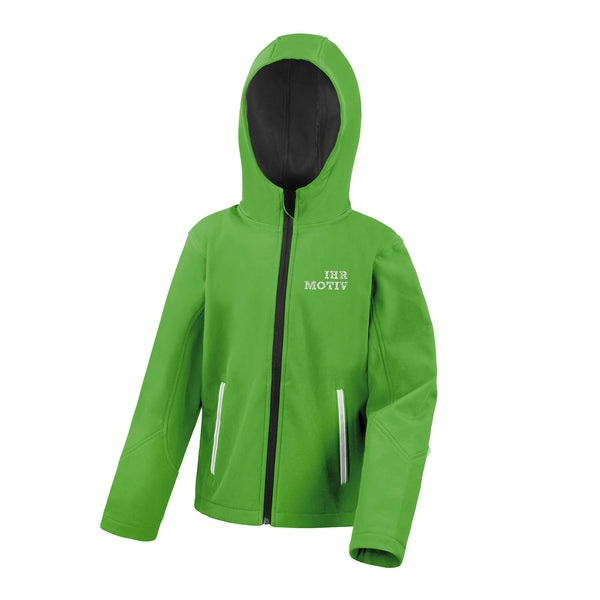 Softshelljacke für Mädchen und Jungen mit kontrastfarbenen Reißverschlüssen