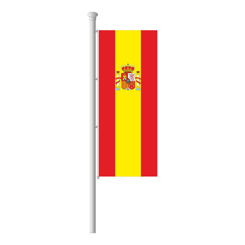Spanien mit Wappen Hissfahne im Hochformat