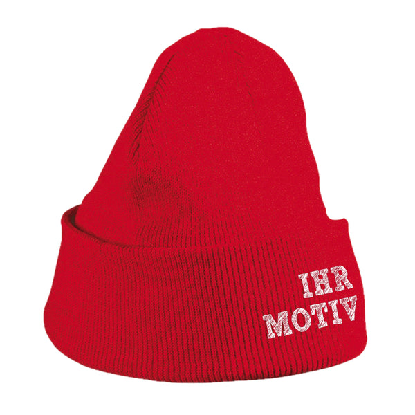 Ihr Motiv direkt auf den Umschlag der Kindermütze gestickt